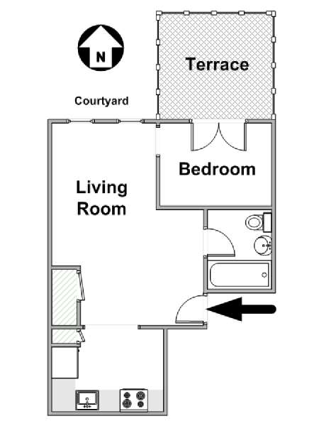 New York 1 Camera da letto appartamento - piantina approssimativa dell' appartamento  (NY-14265)