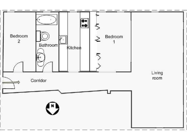New York 2 Bedroom apartment - apartment layout  (NY-14297)