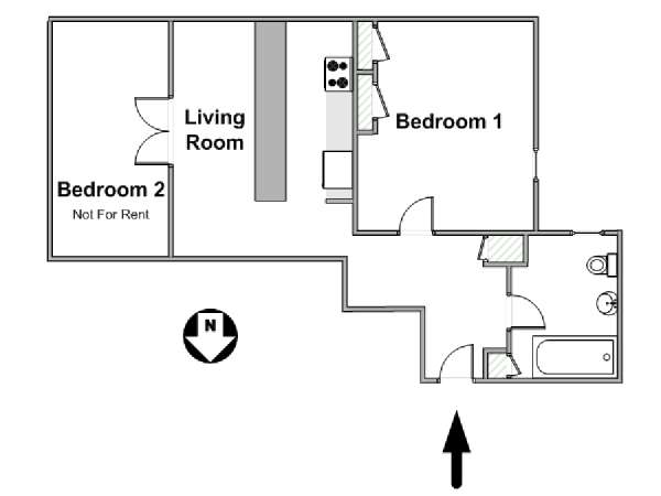 New York 2 Camere da letto stanza in affitto - piantina approssimativa dell' appartamento  (NY-14316)
