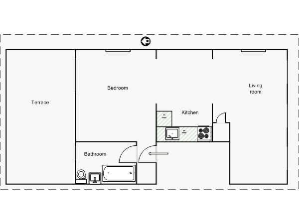 New York 1 Bedroom accommodation - apartment layout  (NY-14321)