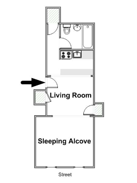 New York Studio avec Alcôve T1 logement location appartement - plan schématique  (NY-14326)