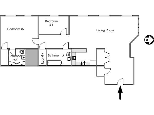 New York 2 Camere da letto appartamento - piantina approssimativa dell' appartamento  (NY-14338)