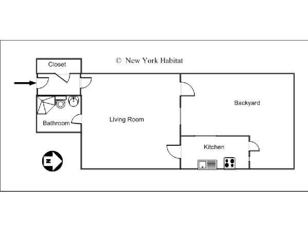 New York Studio T1 logement location appartement - plan schématique  (NY-14354)