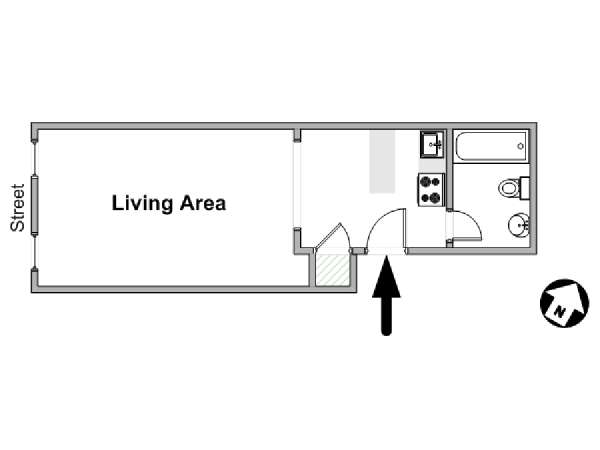 New York Studio T1 logement location appartement - plan schématique  (NY-14361)