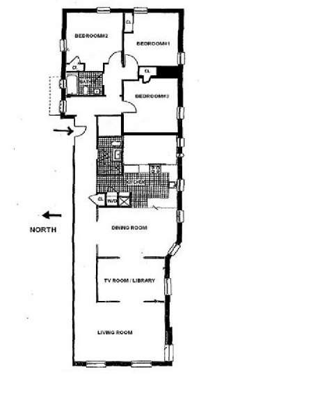 New York T4 appartement colocation - plan sch&eacute;matique  (NY-14378)