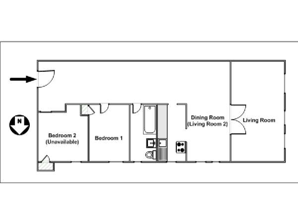 New York 2 Camere da letto stanza in affitto - piantina approssimativa dell' appartamento  (NY-14385)