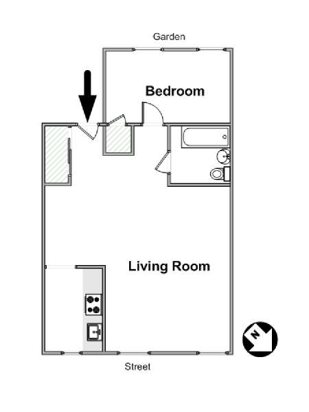 New York 1 Camera da letto appartamento - piantina approssimativa dell' appartamento  (NY-14397)