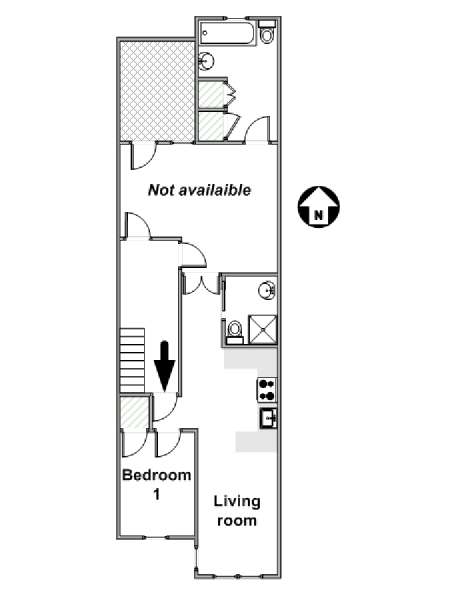 New York 1 Bedroom accommodation - apartment layout  (NY-14410)