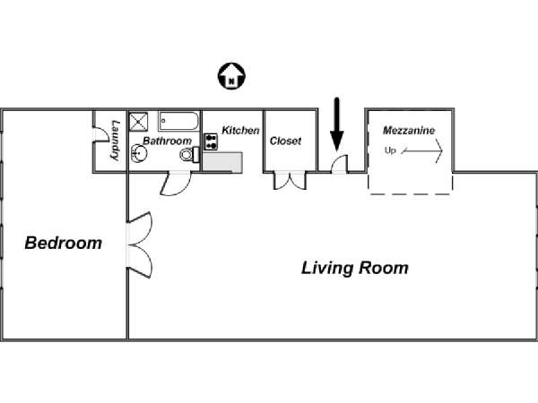 New York 1 Camera da letto - Loft - Duplex appartamento casa vacanze - piantina approssimativa dell' appartamento  (NY-14419)