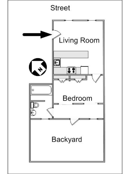 New York 1 Bedroom accommodation - apartment layout  (NY-14434)