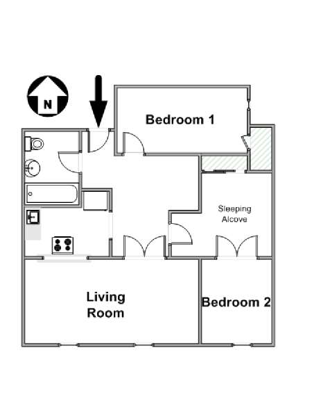 New York 2 Camere da letto appartamento - piantina approssimativa dell' appartamento  (NY-14445)