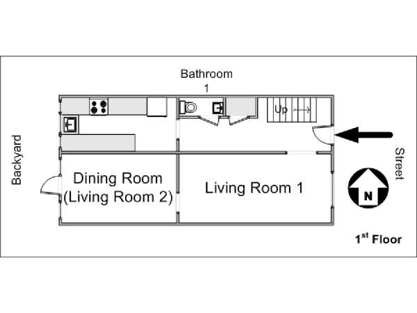 New York 3 Bedroom - Duplex roommate share apartment - apartment layout 1 (NY-14449)
