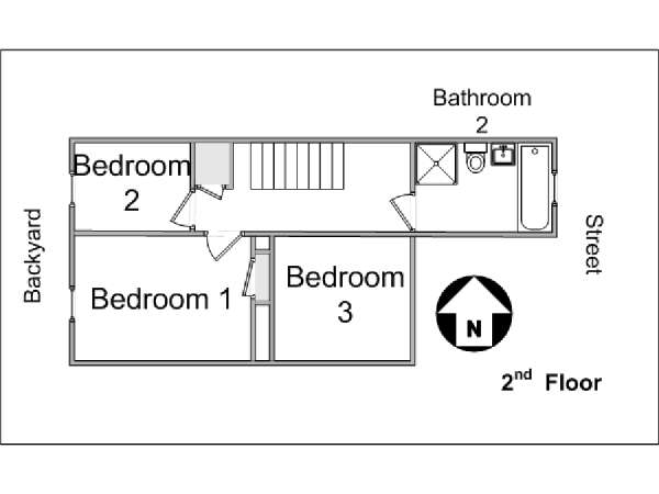 New York 3 Camere da letto - Duplex stanza in affitto - piantina approssimativa dell' appartamento 2 (NY-14449)