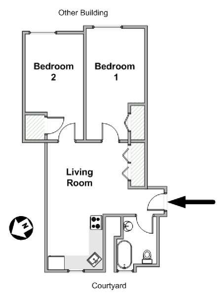New York 2 Camere da letto appartamento - piantina approssimativa dell' appartamento  (NY-14452)