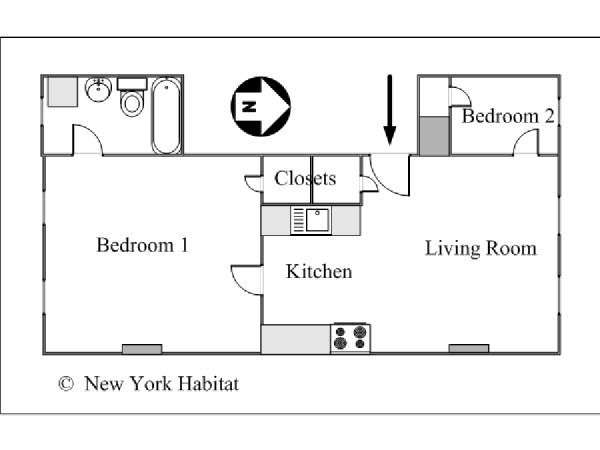 New York 2 Camere da letto appartamento - piantina approssimativa dell' appartamento  (NY-14463)