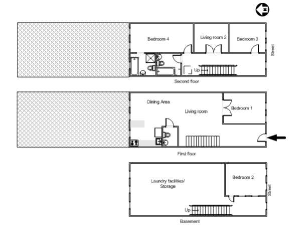 New York 5 Zimmer - Triplex wohnung bed breakfast - layout  (NY-14478)