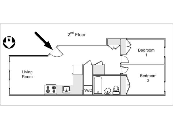 New York 2 Camere da letto appartamento - piantina approssimativa dell' appartamento  (NY-14486)