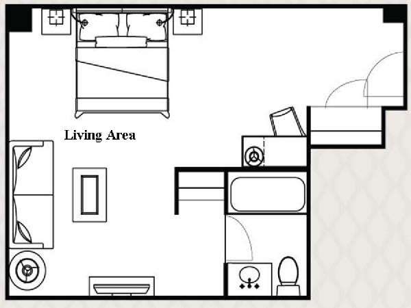 New York Monolocale appartamento - piantina approssimativa dell' appartamento  (NY-14491)