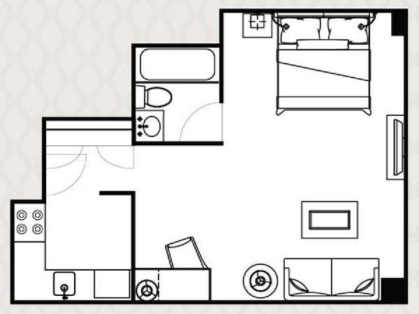 New York Studio T1 logement location appartement - plan schématique  (NY-14514)