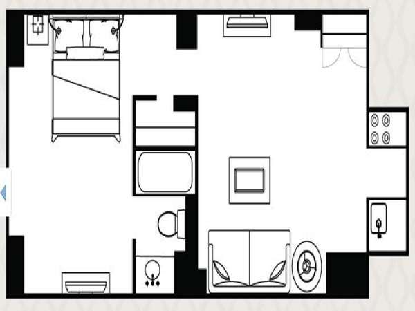 New York 1 Camera da letto appartamento - piantina approssimativa dell' appartamento  (NY-14516)