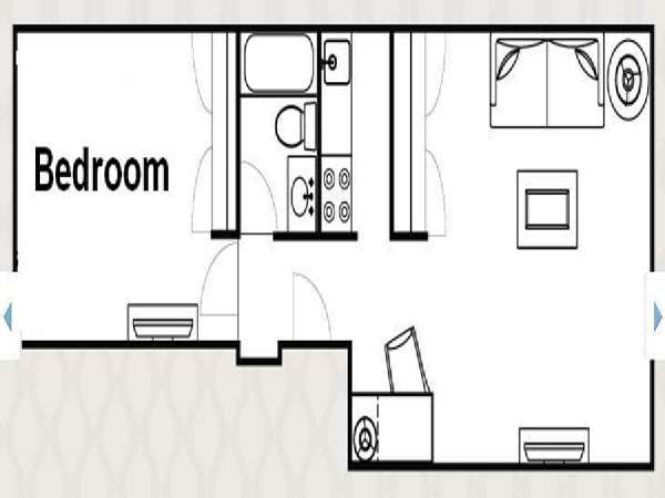 New York 1 Bedroom accommodation - apartment layout  (NY-14526)