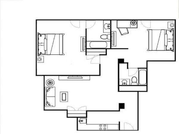 New York 2 Camere da letto appartamento casa vacanze - piantina approssimativa dell' appartamento  (NY-14528)