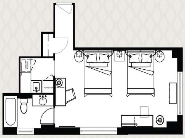 New York Studio T1 logement location appartement - plan schématique  (NY-14540)