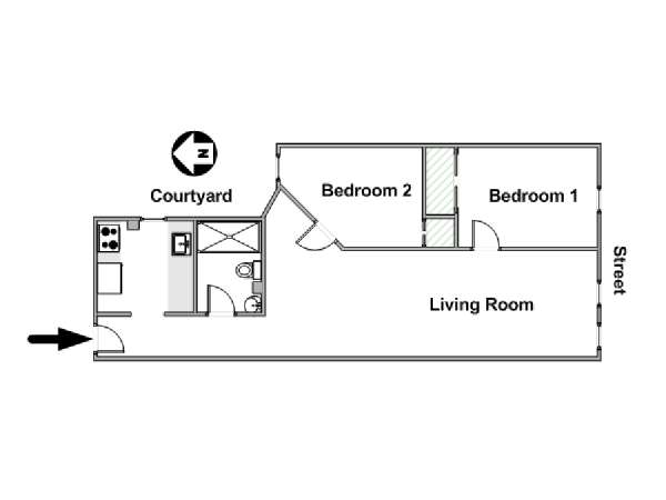 New York 2 Bedroom apartment - apartment layout  (NY-14550)