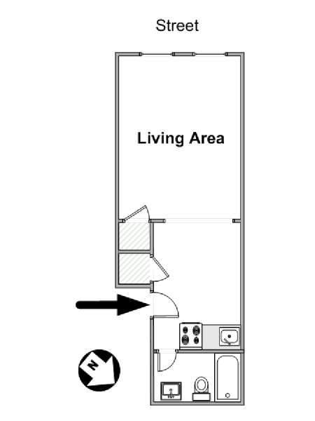 New York Monolocale appartamento - piantina approssimativa dell' appartamento  (NY-14551)