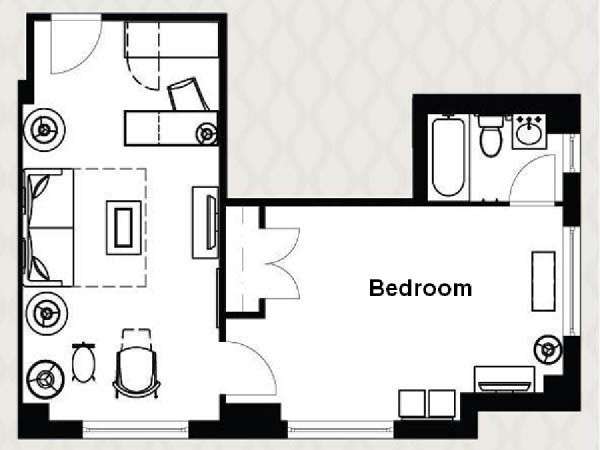 New York 1 Bedroom accommodation - apartment layout 1 (NY-14560)