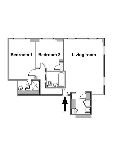 New York 2 Bedroom accommodation - apartment layout  (NY-14561)