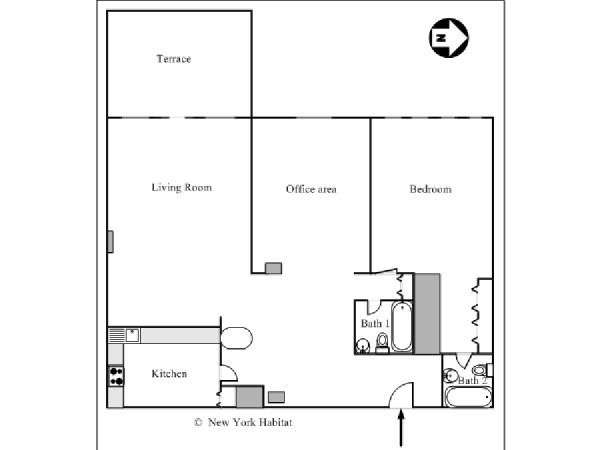 New York 1 Bedroom accommodation - apartment layout  (NY-14567)