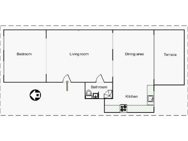 New York 1 Bedroom accommodation bed breakfast - apartment layout  (NY-14595)