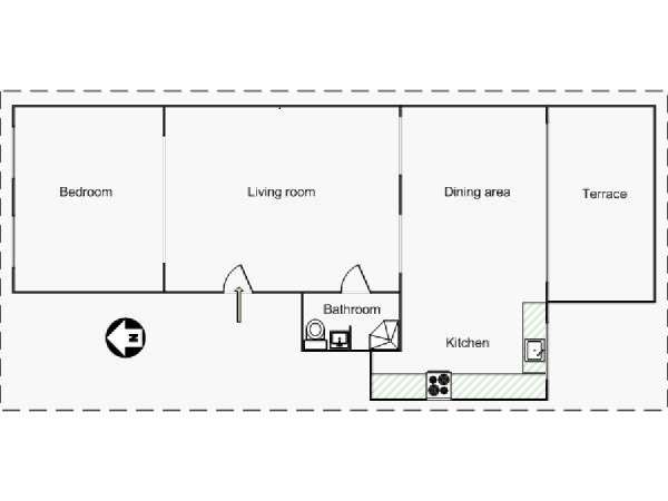 Nueva York 1 Dormitorio alojamiento, bed and breakfast - esquema  (NY-14595)