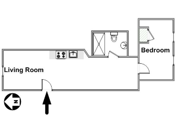 New York 1 Camera da letto appartamento casa vacanze - piantina approssimativa dell' appartamento  (NY-14604)