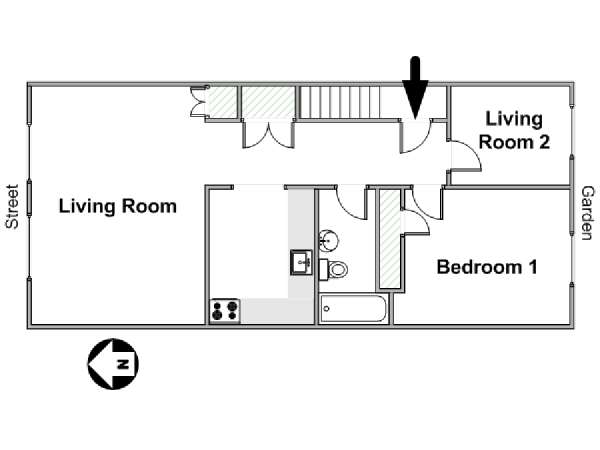 New York 1 Camera da letto appartamento - piantina approssimativa dell' appartamento  (NY-14627)