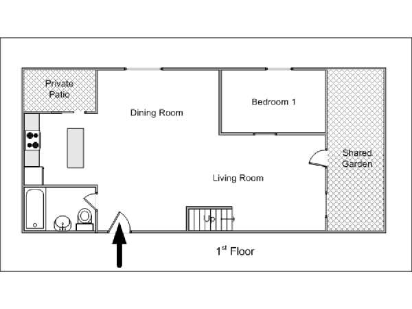 New York 1 Camera da letto affitto bed breakfast - piantina approssimativa dell' appartamento  (NY-14632)