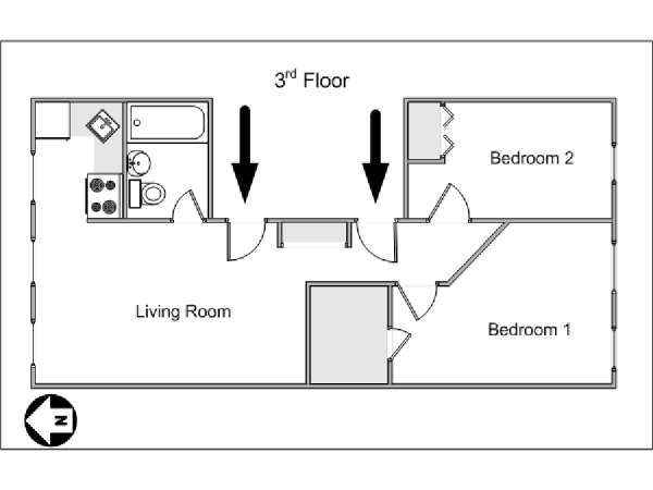 New York 2 Bedroom apartment - apartment layout  (NY-14636)