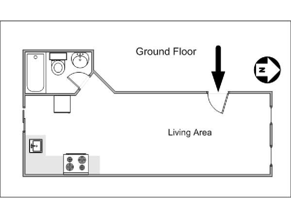 New York Monolocale appartamento - piantina approssimativa dell' appartamento  (NY-14642)