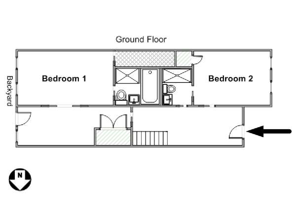New York 2 Camere da letto - Triplex affitto bed breakfast - piantina approssimativa dell' appartamento 1 (NY-14647)