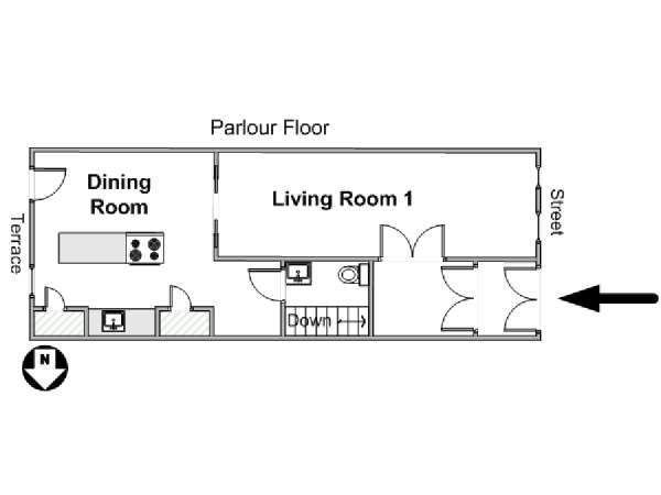 New York 2 Camere da letto - Triplex affitto bed breakfast - piantina approssimativa dell' appartamento 2 (NY-14647)
