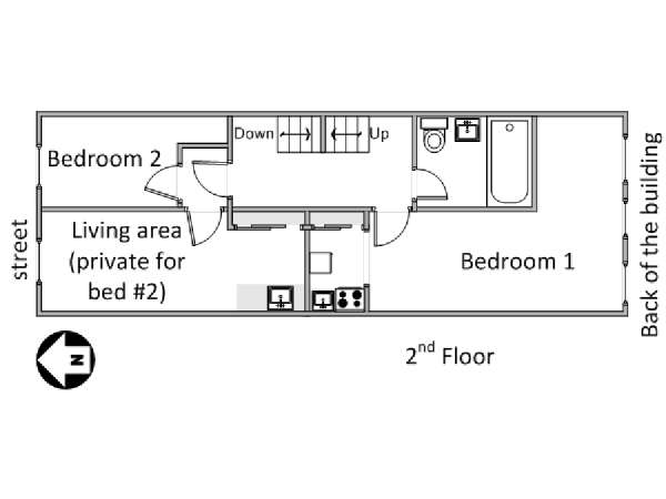 New York 2 Bedroom roommate share apartment - apartment layout  (NY-14651)
