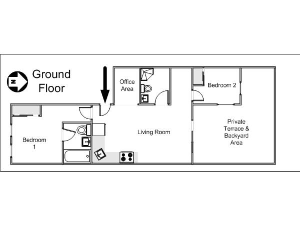 New York 2 Camere da letto appartamento - piantina approssimativa dell' appartamento  (NY-14676)
