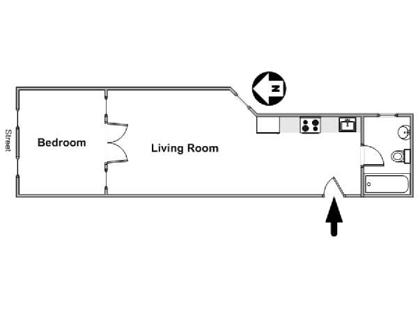 New York 1 Bedroom apartment - apartment layout  (NY-14677)