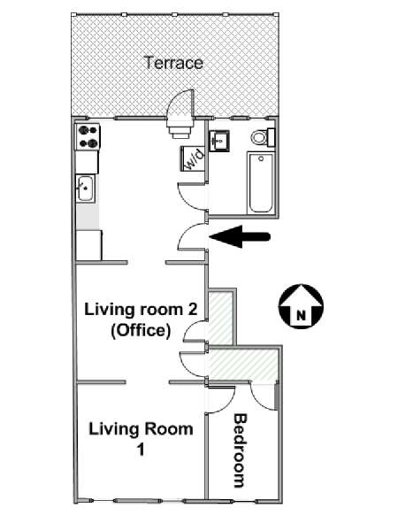 New York 1 Bedroom accommodation - apartment layout  (NY-14682)