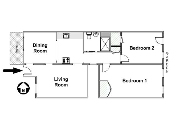 New York 2 Bedroom accommodation - apartment layout  (NY-14684)