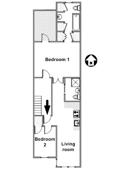New York 2 Bedroom accommodation - apartment layout  (NY-14687)