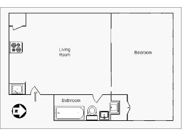 New York 1 Camera da letto appartamento - piantina approssimativa dell' appartamento  (NY-14702)