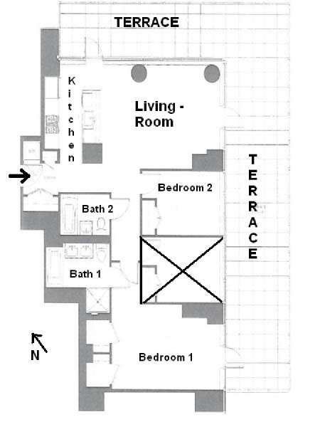 New York 2 Bedroom apartment - apartment layout  (NY-14704)
