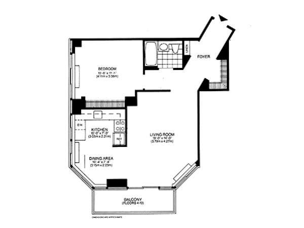 New York 1 Bedroom apartment - apartment layout  (NY-14747)